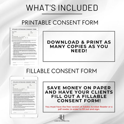 Eyelash Extensions Consent Form Printable and Fillable